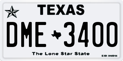 TX license plate DME3400