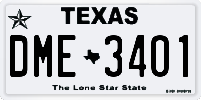 TX license plate DME3401