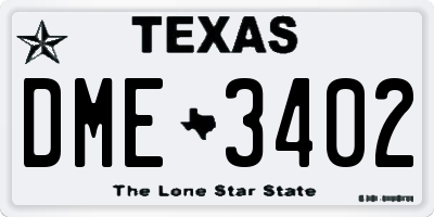 TX license plate DME3402