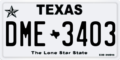 TX license plate DME3403