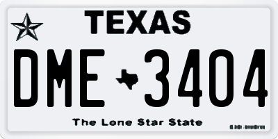 TX license plate DME3404