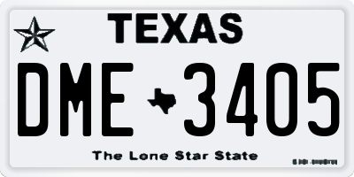 TX license plate DME3405