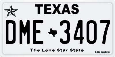 TX license plate DME3407