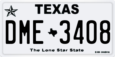 TX license plate DME3408
