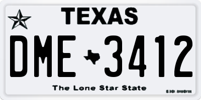 TX license plate DME3412