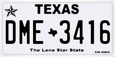 TX license plate DME3416