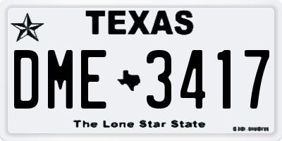 TX license plate DME3417