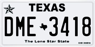 TX license plate DME3418