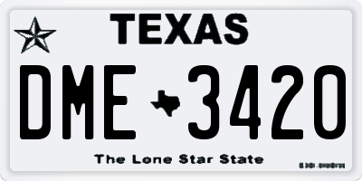 TX license plate DME3420