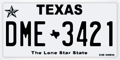 TX license plate DME3421