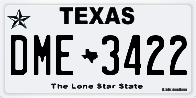 TX license plate DME3422