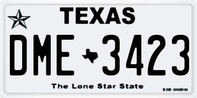 TX license plate DME3423