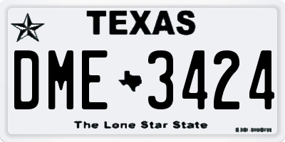 TX license plate DME3424