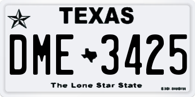 TX license plate DME3425