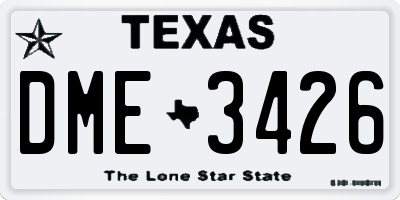 TX license plate DME3426