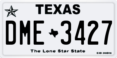 TX license plate DME3427
