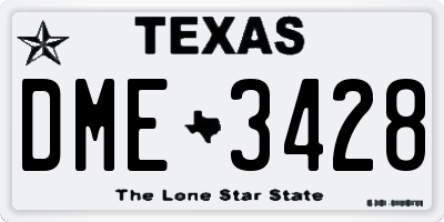 TX license plate DME3428