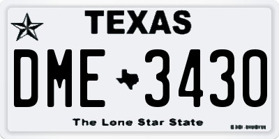 TX license plate DME3430