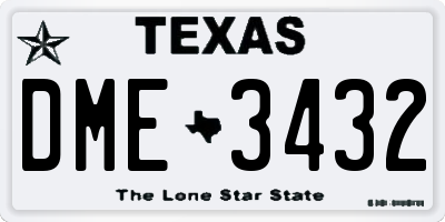 TX license plate DME3432