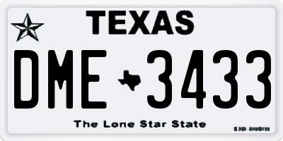 TX license plate DME3433