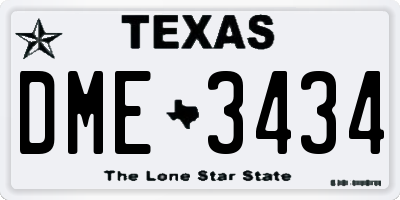 TX license plate DME3434