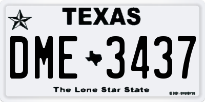 TX license plate DME3437