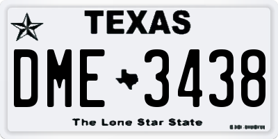 TX license plate DME3438