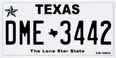 TX license plate DME3442