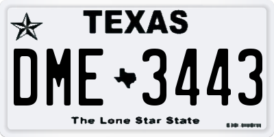 TX license plate DME3443