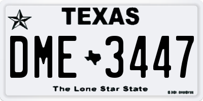 TX license plate DME3447