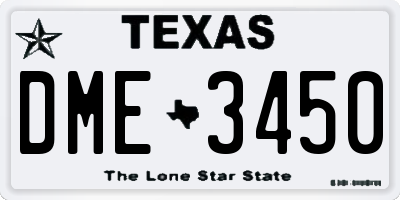TX license plate DME3450