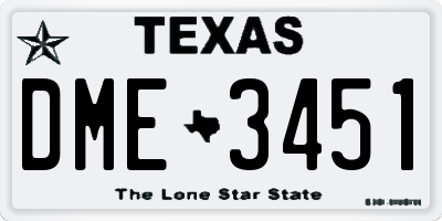 TX license plate DME3451