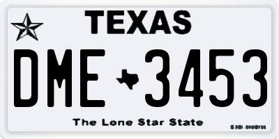 TX license plate DME3453