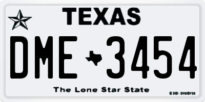 TX license plate DME3454