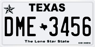TX license plate DME3456
