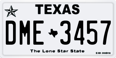 TX license plate DME3457