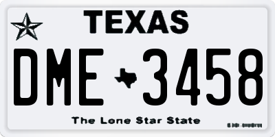 TX license plate DME3458