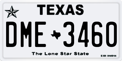 TX license plate DME3460