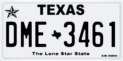 TX license plate DME3461