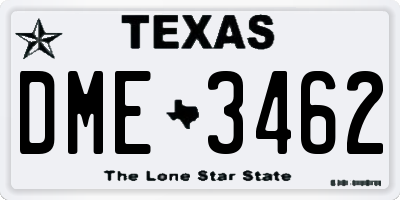 TX license plate DME3462