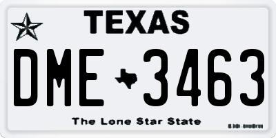 TX license plate DME3463