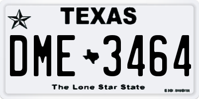 TX license plate DME3464