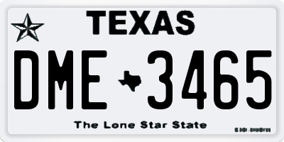 TX license plate DME3465