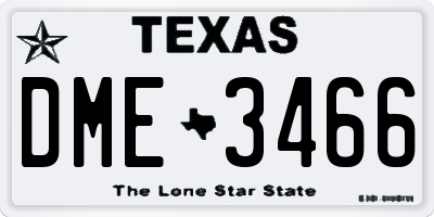 TX license plate DME3466