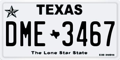 TX license plate DME3467