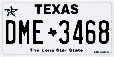 TX license plate DME3468