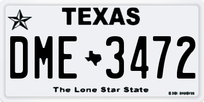 TX license plate DME3472