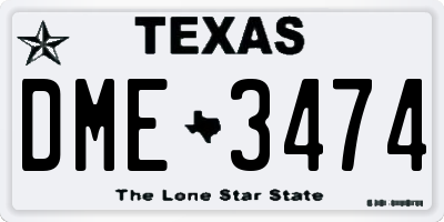 TX license plate DME3474