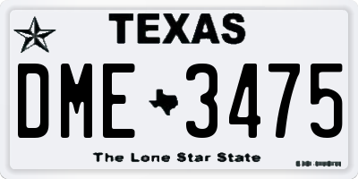 TX license plate DME3475