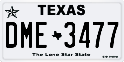 TX license plate DME3477
